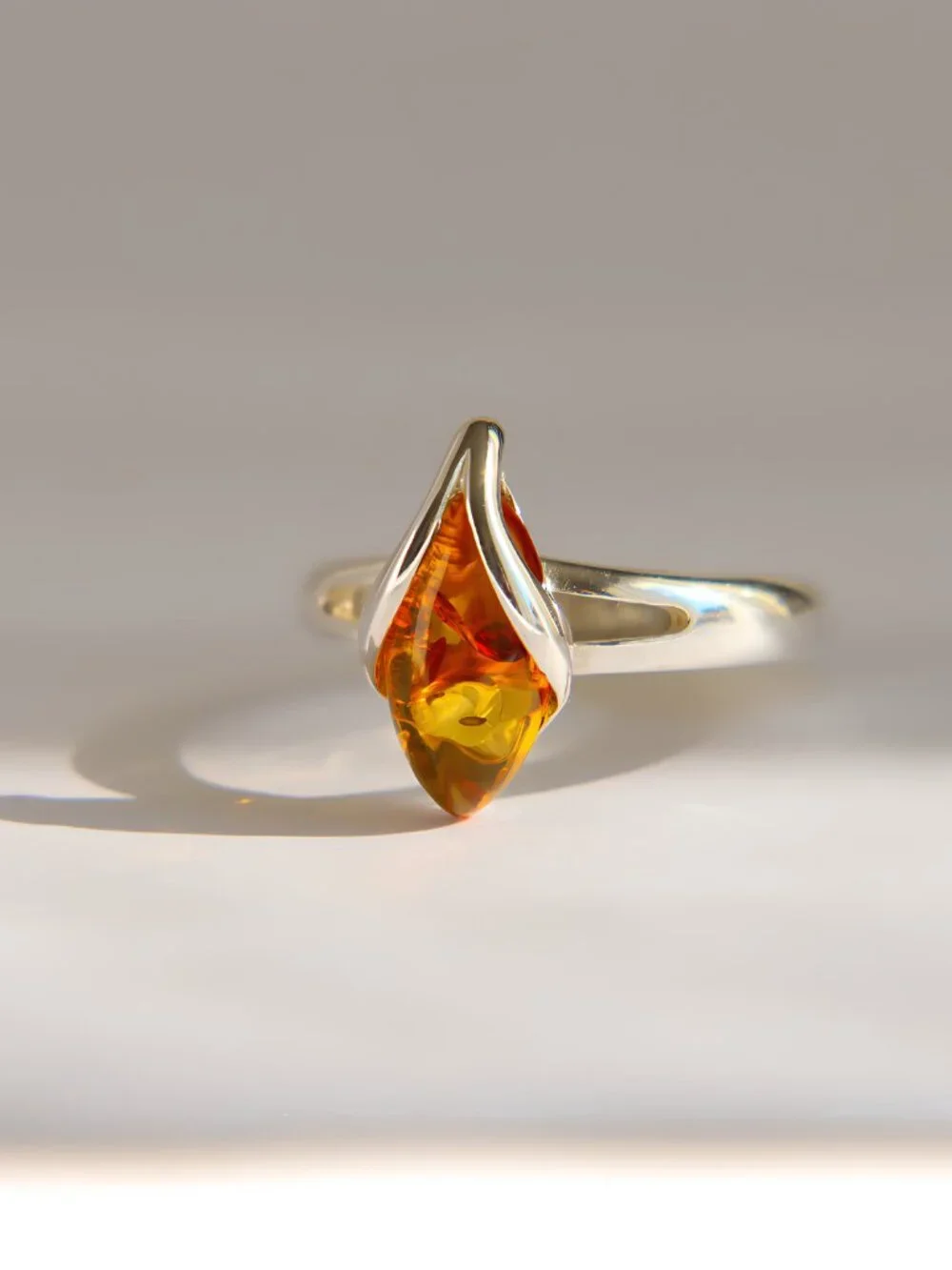 Baltic Amber Ring in Sterling Silver